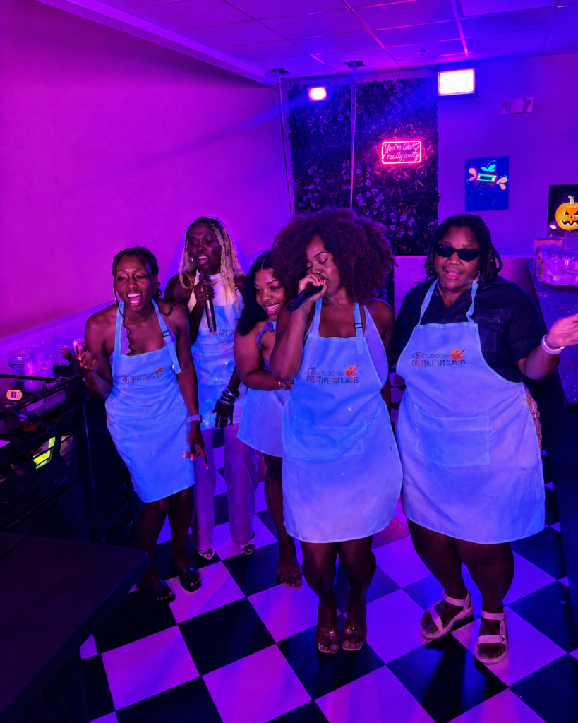 Guests singing during the Candles & Karaoke experience at Studio 786 in Houston